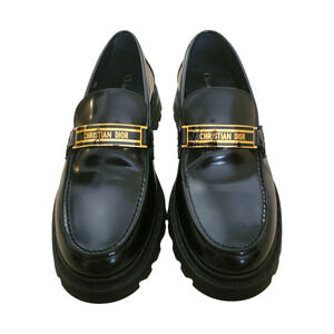 Christian Dior Black Leather Code Lug Sole Loafers Flats Womens 11.5 41.5 D